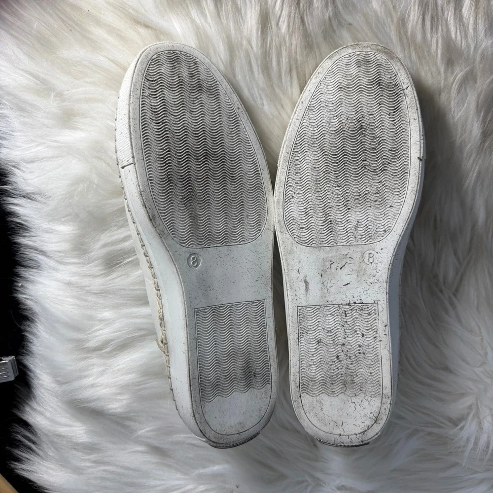 Kate Spade White Leather Scalloped Espadrille Slip On Sneakers Womens 8